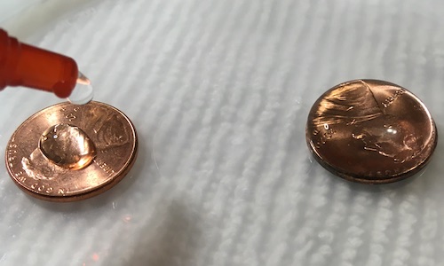 Water on a penny